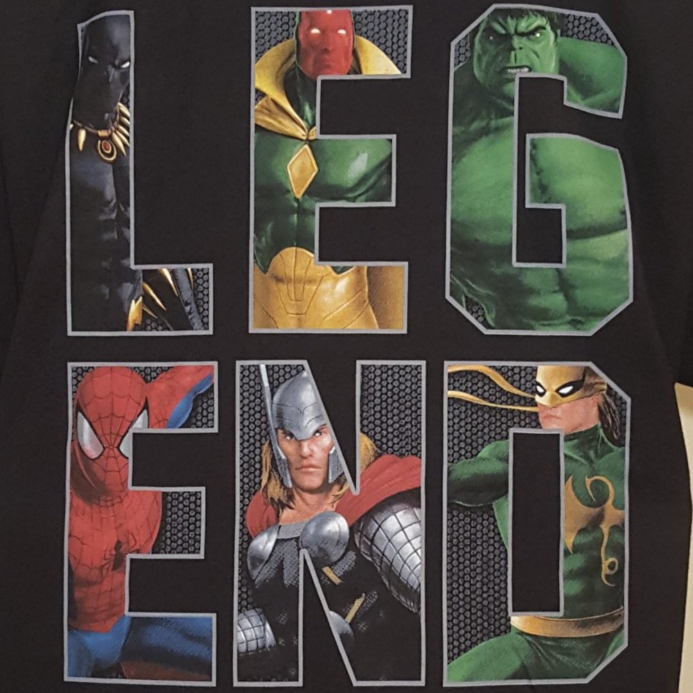 MARVEL LEGENDARY T-SHIRT - Spider-Man, Thor, Iron, Hulk, Wolverine, Vision - Picture 2 of 9